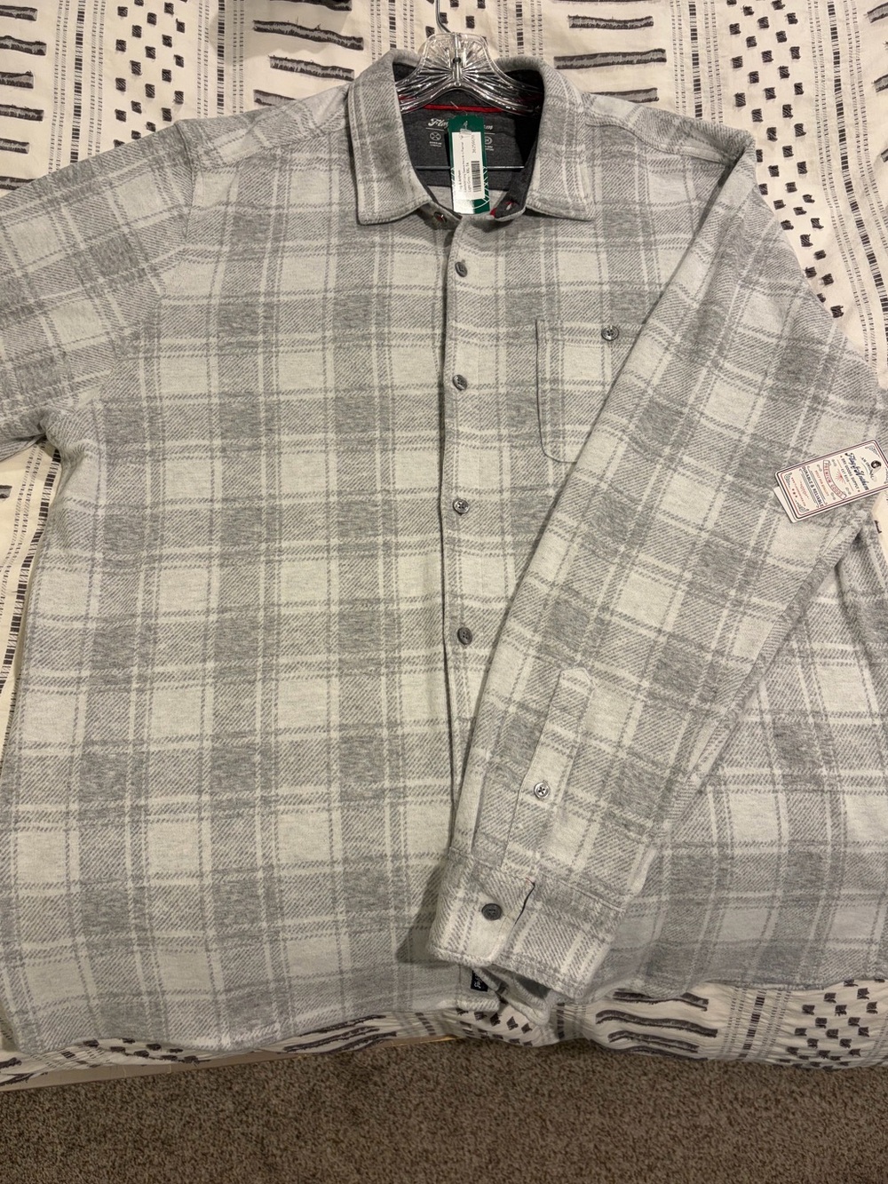 Men's Flag and Anthem Gray Plaid Button-Down Shirt - NWT